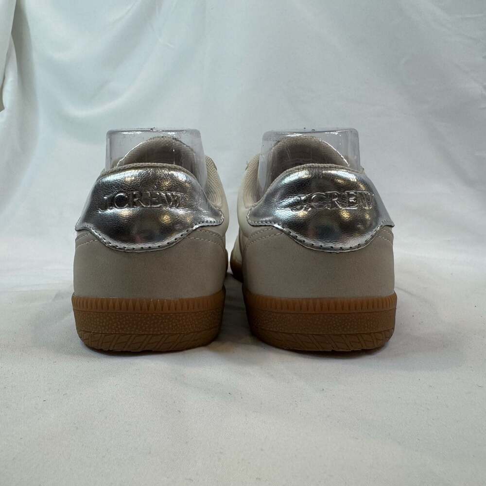 J.Crew Field Sneakers White Suede Metallic Silver Size 8 BT984 - Picture 5 of 10